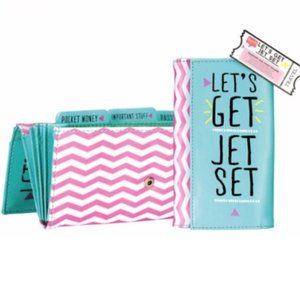 NEW  (ASOS) Beauty Junky Passport and Ticket Holder ~ Pink/Teal One Size
